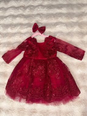 Red sequins girls holiday fancy dress